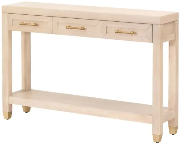 Lilou Narrow 3-Drawer Console Table, Light Honey Oak