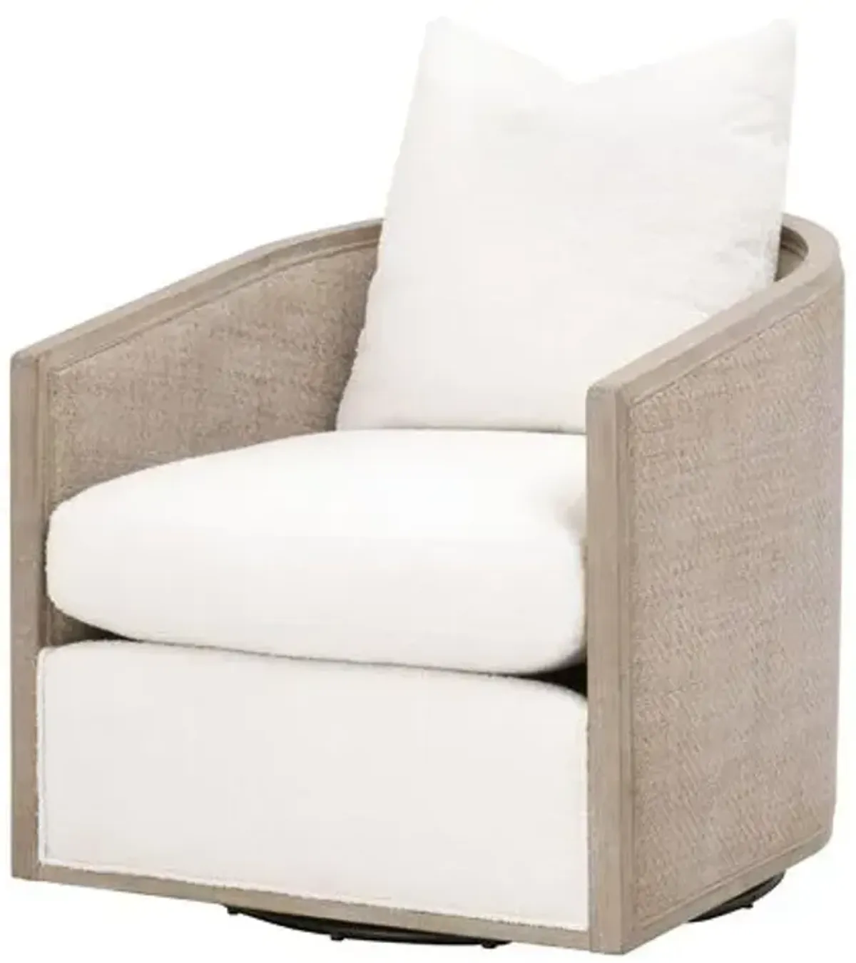 Winnie Cane Swivel Chair - Performance Boucle Snow/Natural Gray