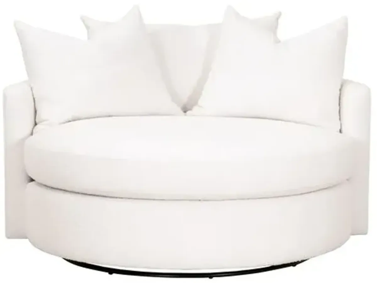 Julianna Grand Swivel Sofa Chair - Performance Boucle Snow