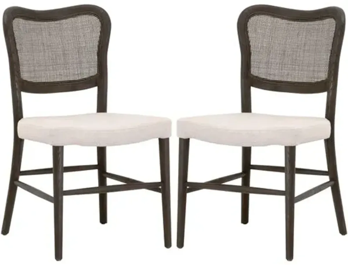 Set of 2 Sullivan Cane Dining Chairs - Matte Brown/Bisque