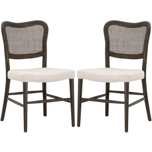 Set of 2 Sullivan Cane Dining Chairs - Matte Brown/Bisque