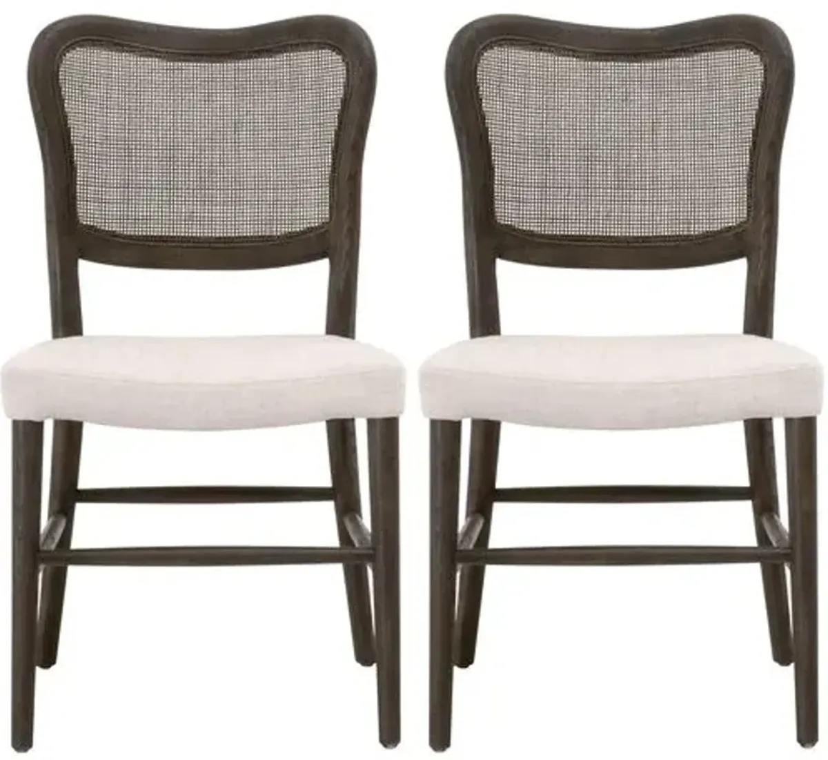 Set of 2 Sullivan Cane Dining Chairs - Matte Brown/Bisque