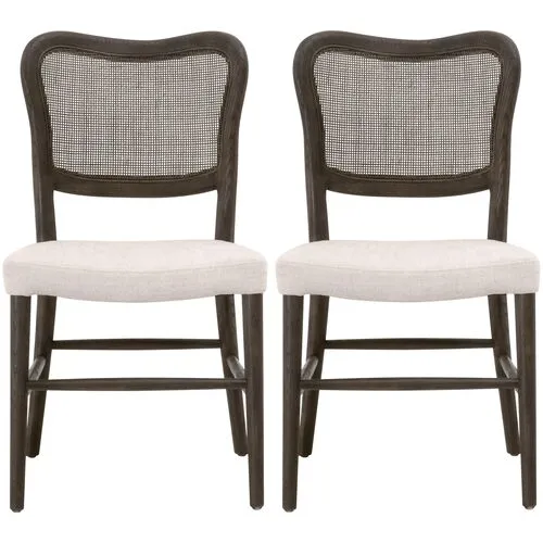 Set of 2 Sullivan Cane Dining Chairs - Matte Brown/Bisque