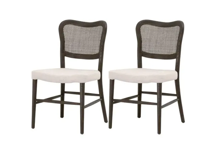 Set of 2 Sullivan Cane Dining Chairs - Matte Brown/Bisque