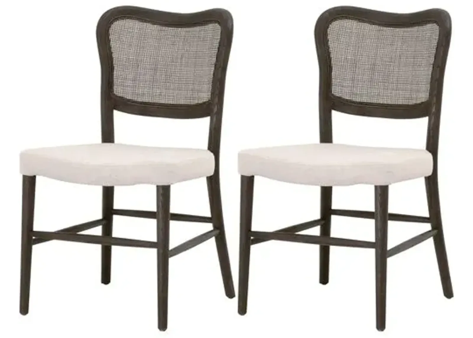 Set of 2 Sullivan Cane Dining Chairs - Matte Brown/Bisque