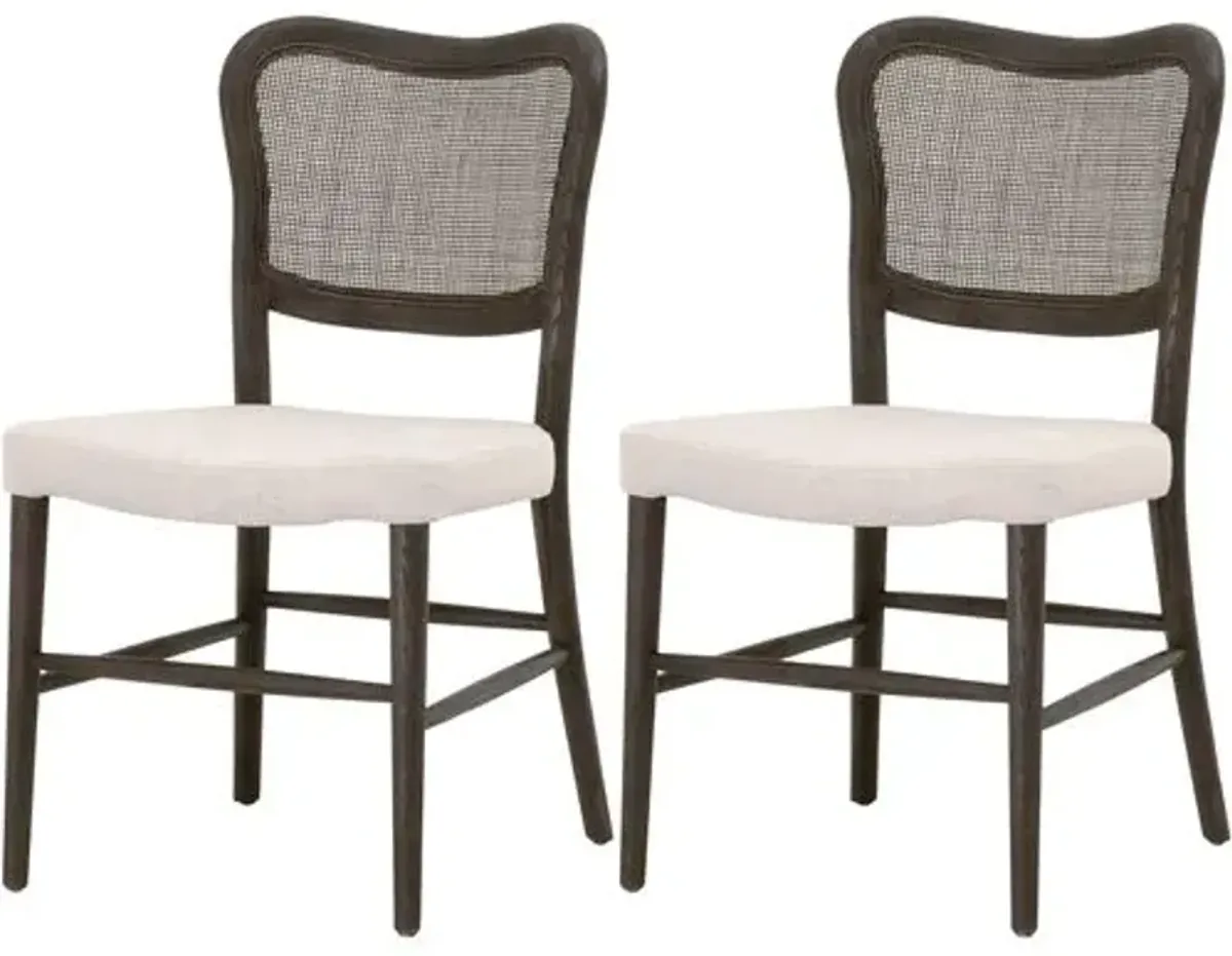 Set of 2 Sullivan Cane Dining Chairs - Matte Brown/Bisque