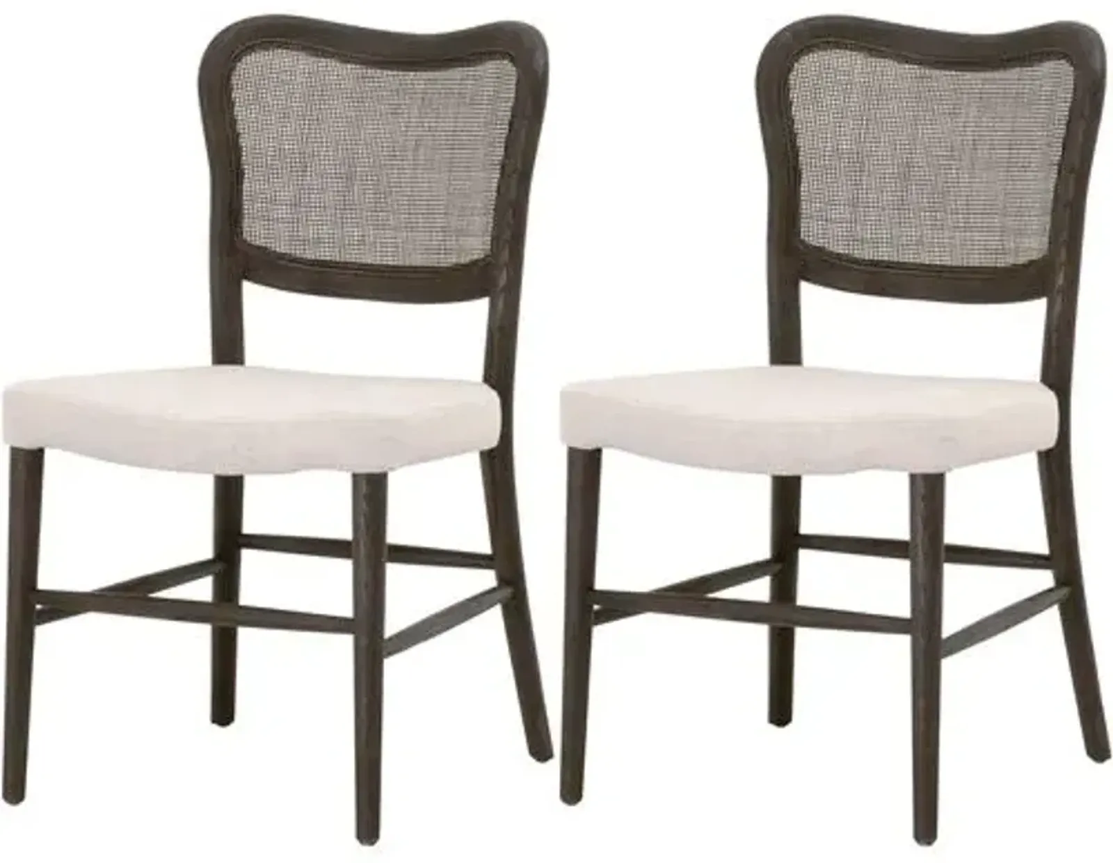 Set of 2 Sullivan Cane Dining Chairs - Matte Brown/Bisque