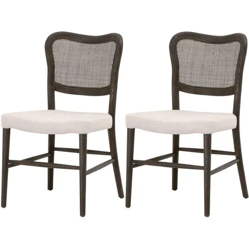 Set of 2 Sullivan Cane Dining Chairs - Matte Brown/Bisque