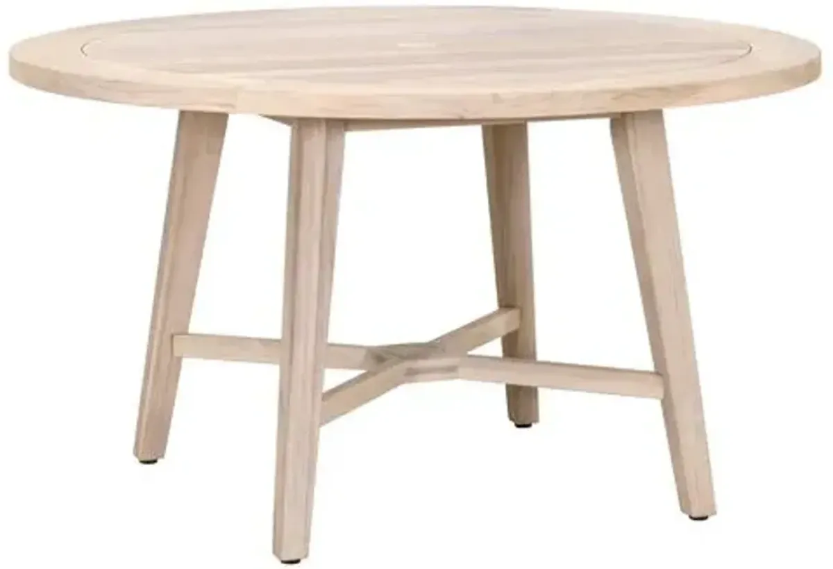 Easton Outdoor 54" Round Dining Table - Gray Teak