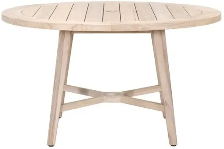 Easton Outdoor 54" Round Dining Table - Gray Teak