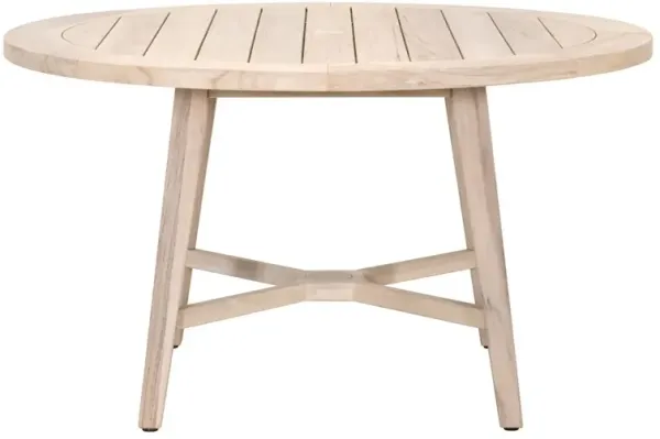 Easton Outdoor 54" Round Dining Table, Gray Teak