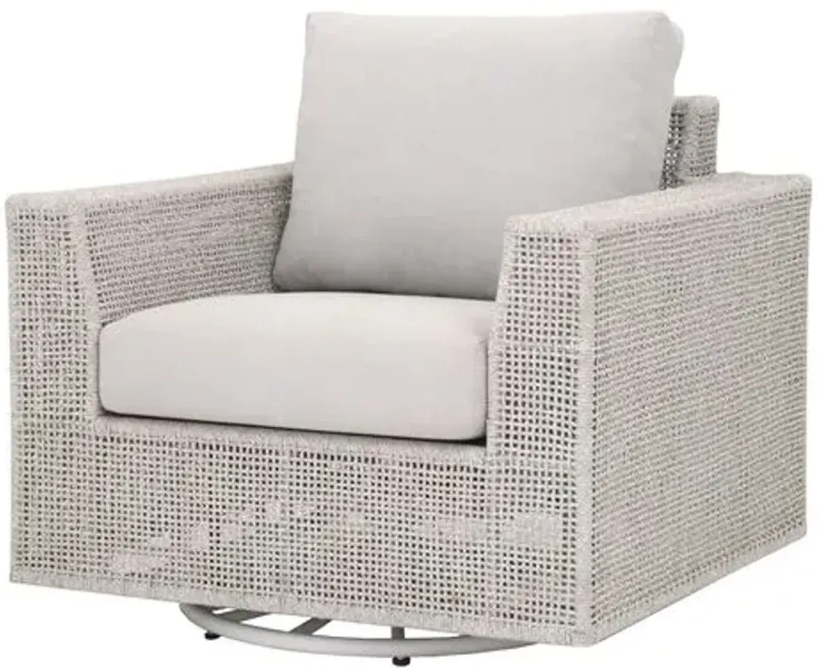 Easton Outdoor Swivel/Rocker Chair - Taupe & White Flat Rope/Performance Pumice - Gray