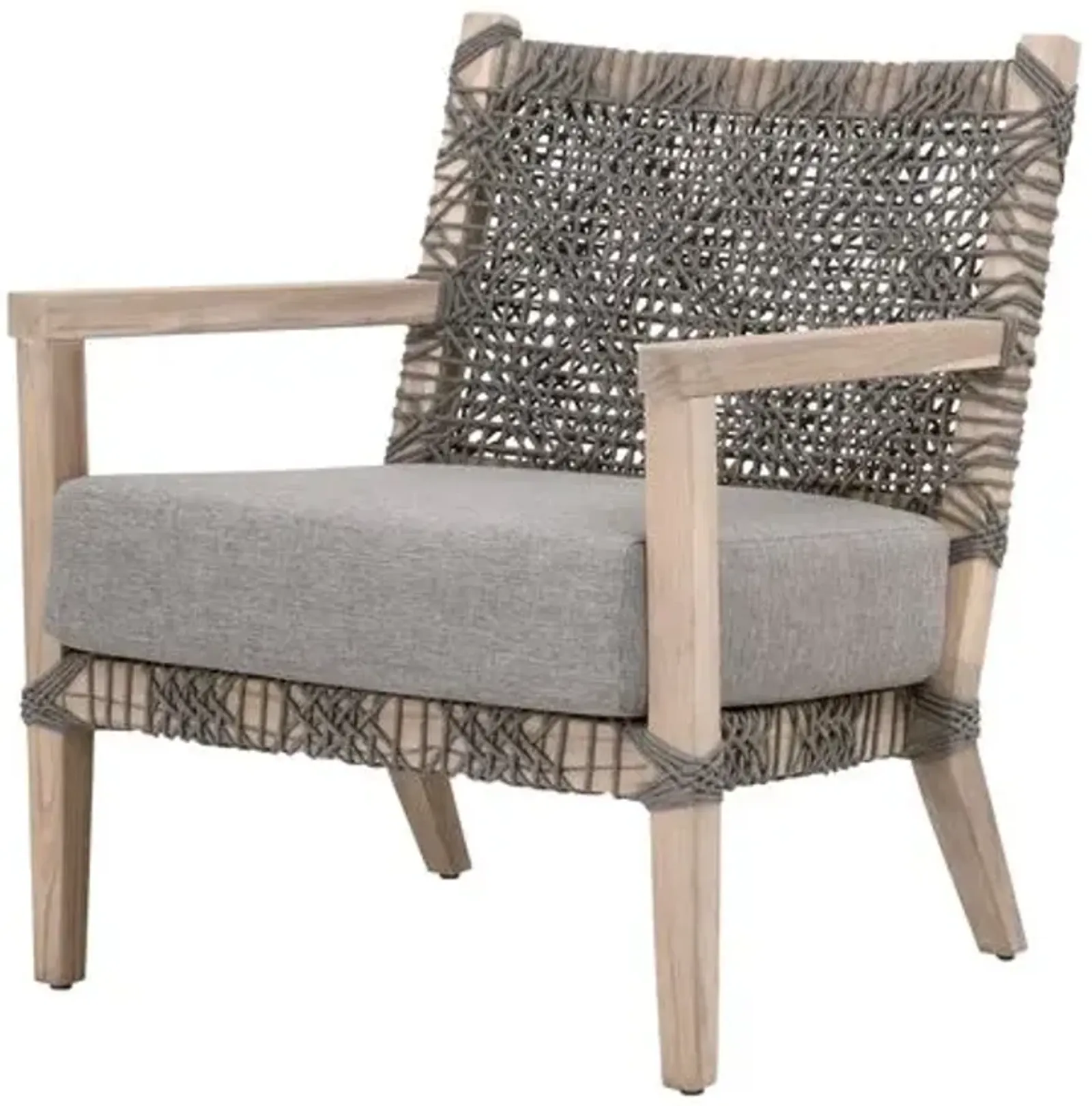 Marcel Outdoor Rope Lounge Chair - Performance Dove/Gray Teak