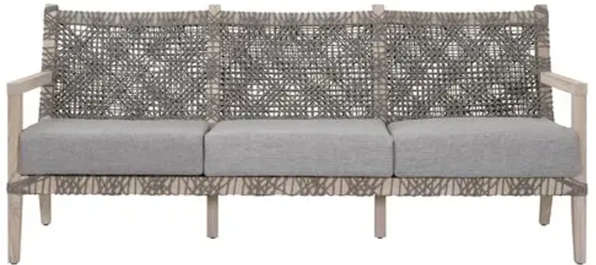 Marcel Outdoor 77" Rope Sofa - Performance Dove/Gray Teak