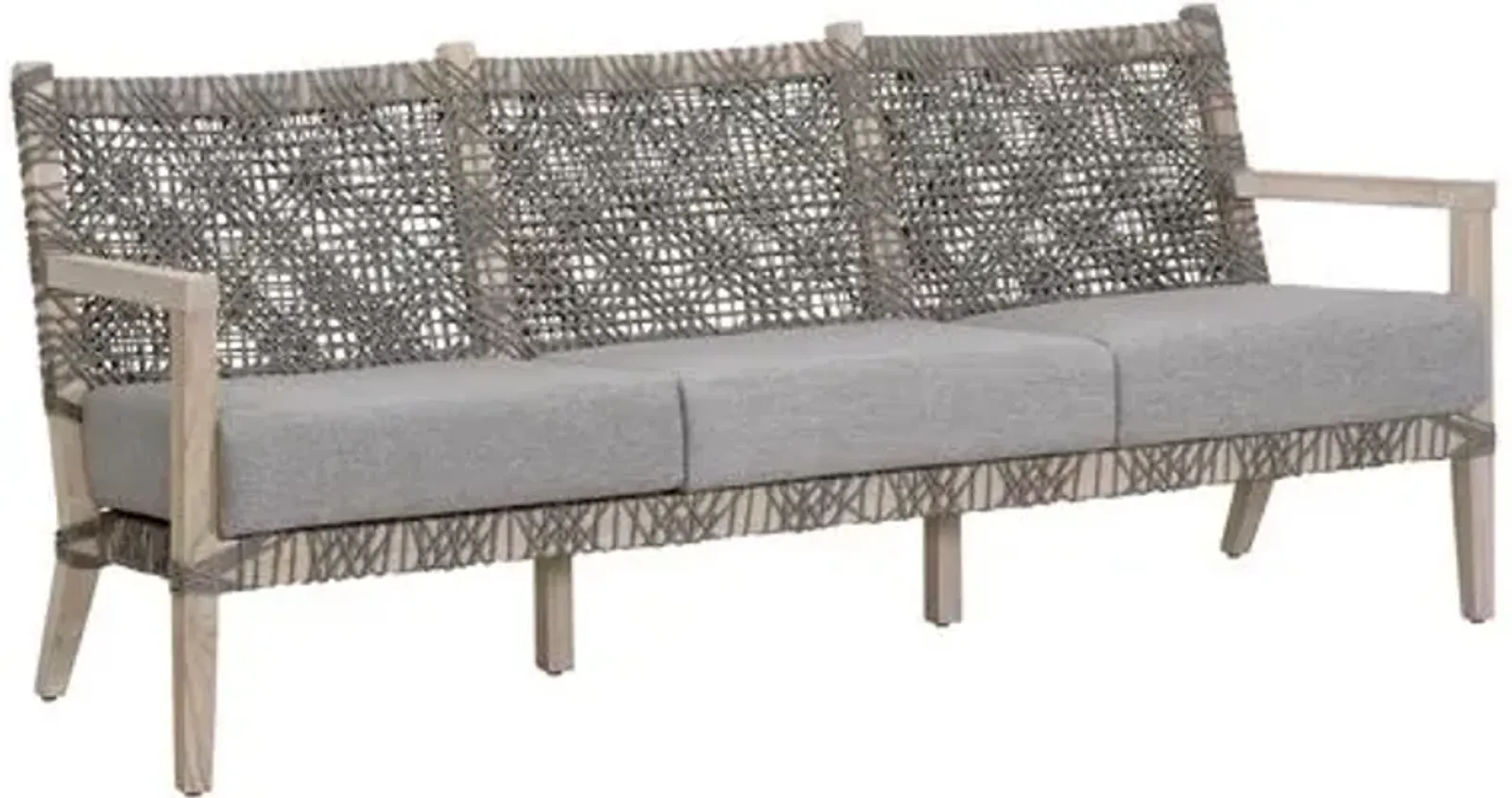 Marcel Outdoor 77" Rope Sofa - Performance Dove/Gray Teak