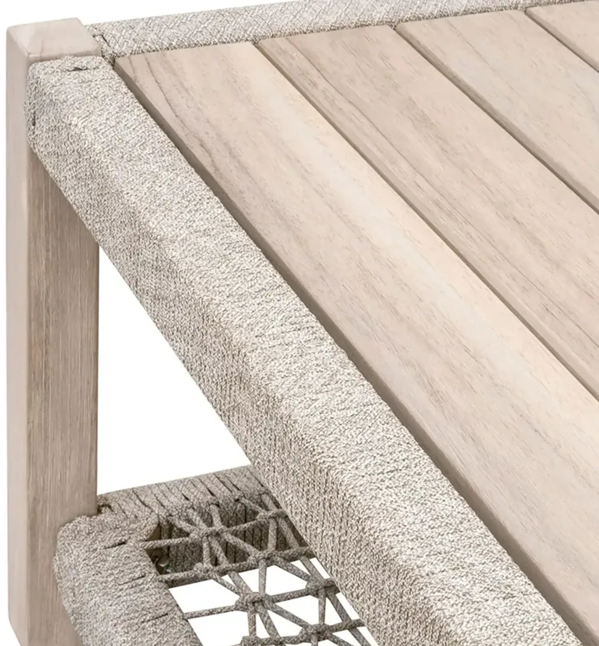 Wren Outdoor Coffee Table, Taupe & White Flat Rope/Gray Teak ...