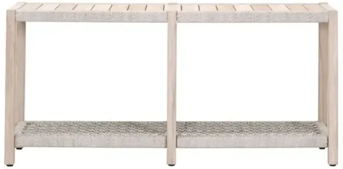 Easton Outdoor Console Table - Taupe & White Flat Rope/Gray Teak