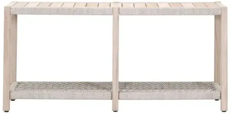 Easton Outdoor Console Table - Taupe & White Flat Rope/Gray Teak