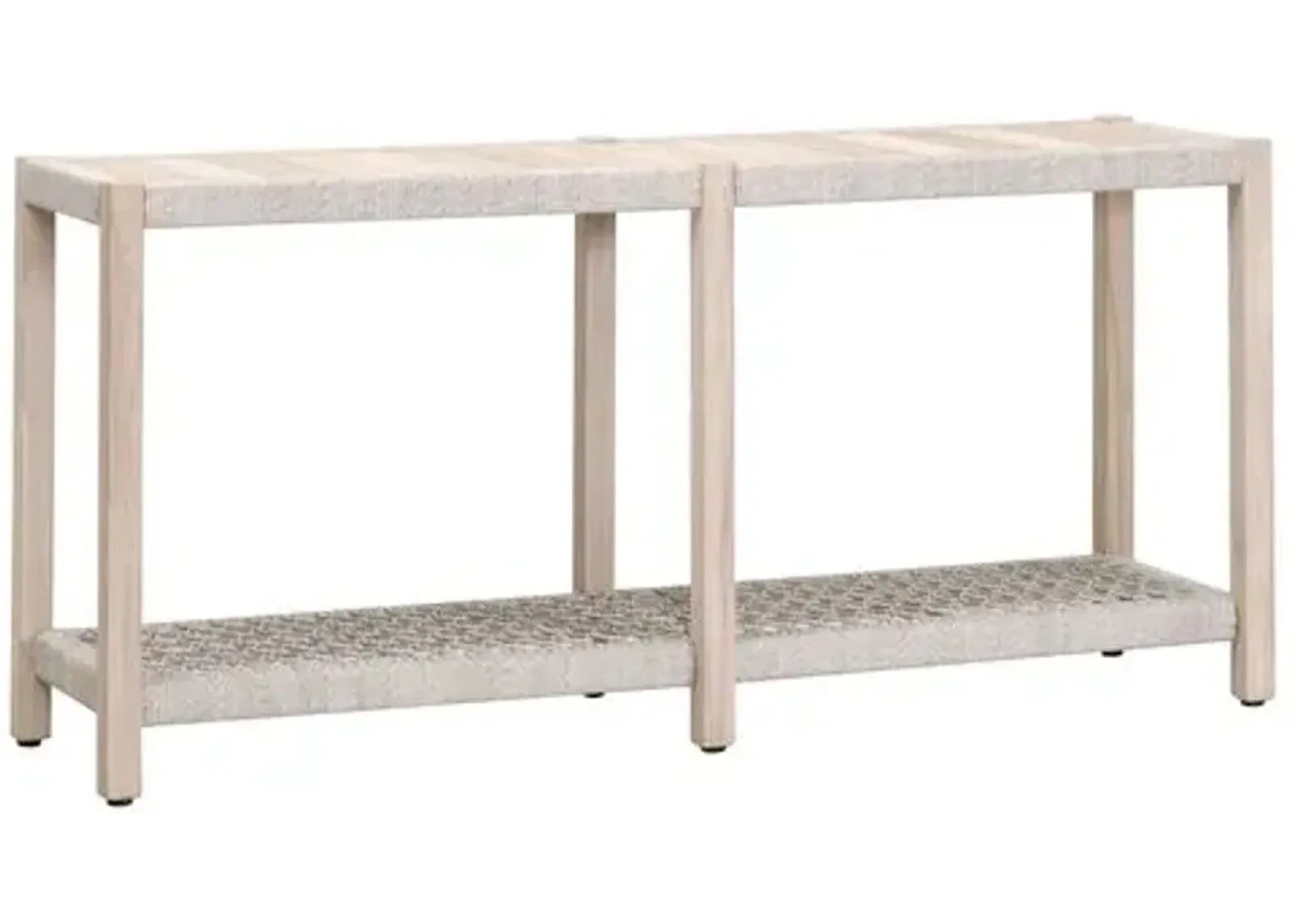 Easton Outdoor Console Table - Taupe & White Flat Rope/Gray Teak