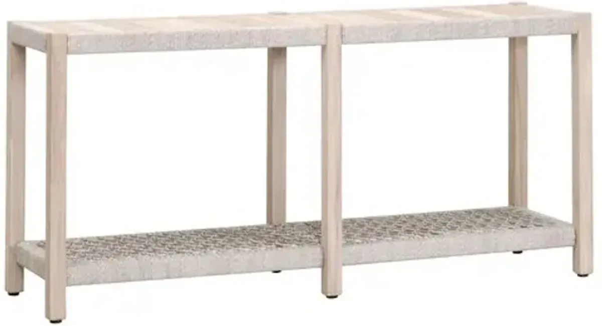 Easton Outdoor Console Table - Taupe & White Flat Rope/Gray Teak