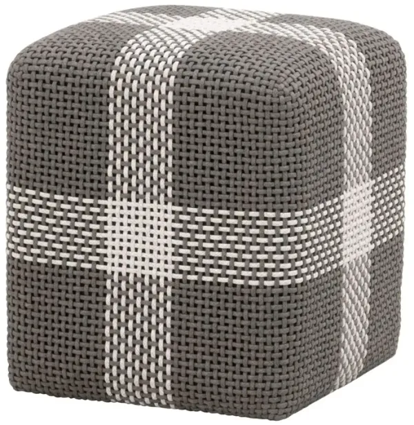 Darci Indoor/Outdoor Accent Cube, Dove Grey/White Stripe
