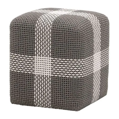 Darci Indoor/Outdoor Accent Cube - Dove Grey/White Stripe - Gray