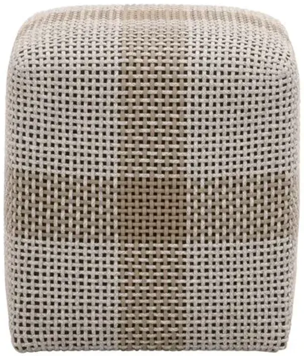 Darci Indoor/Outdoor Accent Cube - Taupe/White Rope - Beige