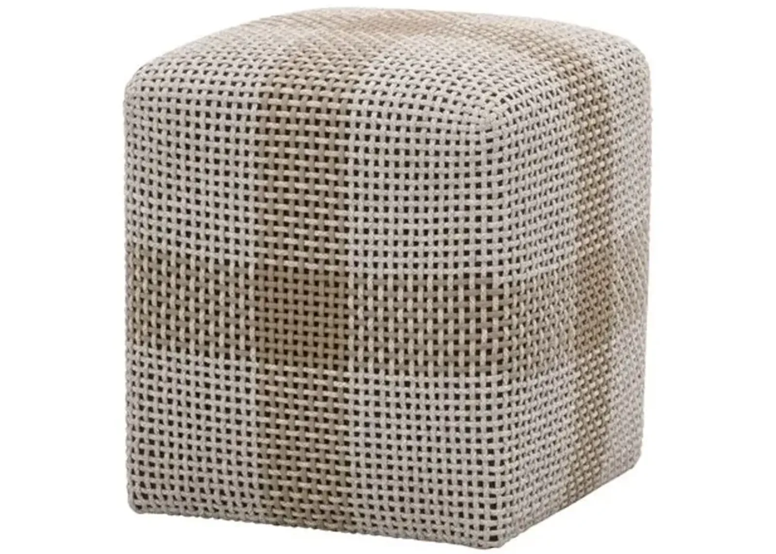 Darci Indoor/Outdoor Accent Cube - Taupe/White Rope - Beige