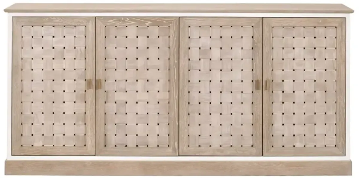 Laurent Weave Media Sideboard, Smoke Gray Oak/White Painted Oak