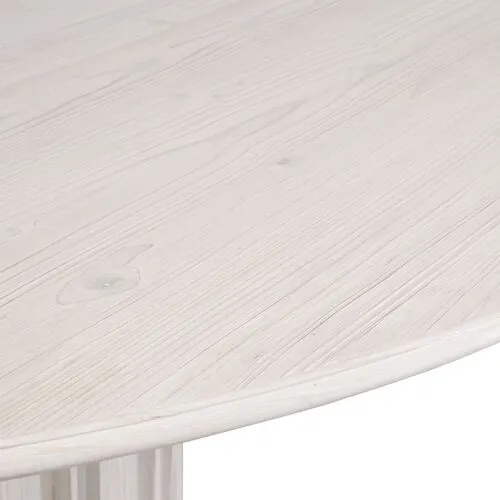 Jean 54" Round Dining Table - White Wash Pine