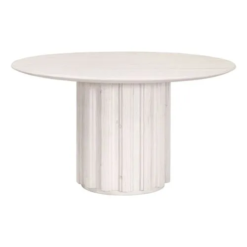 Jean 54" Round Dining Table - White Wash Pine