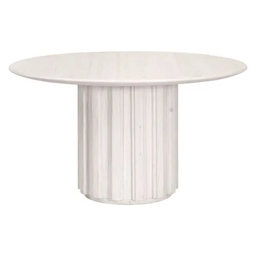 Jean 54" Round Dining Table - White Wash Pine