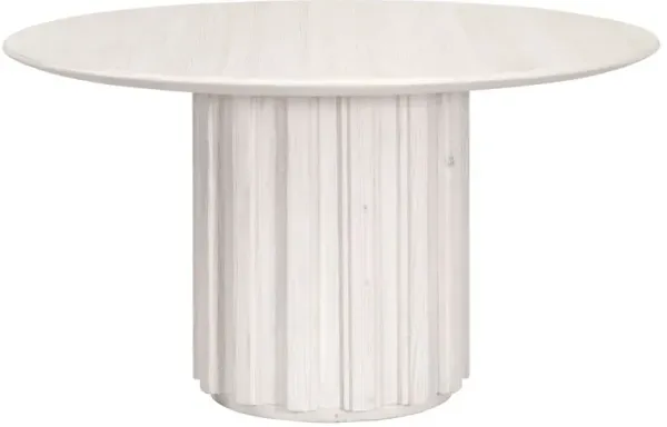 Jean 54" Round Dining Table, White Wash Pine