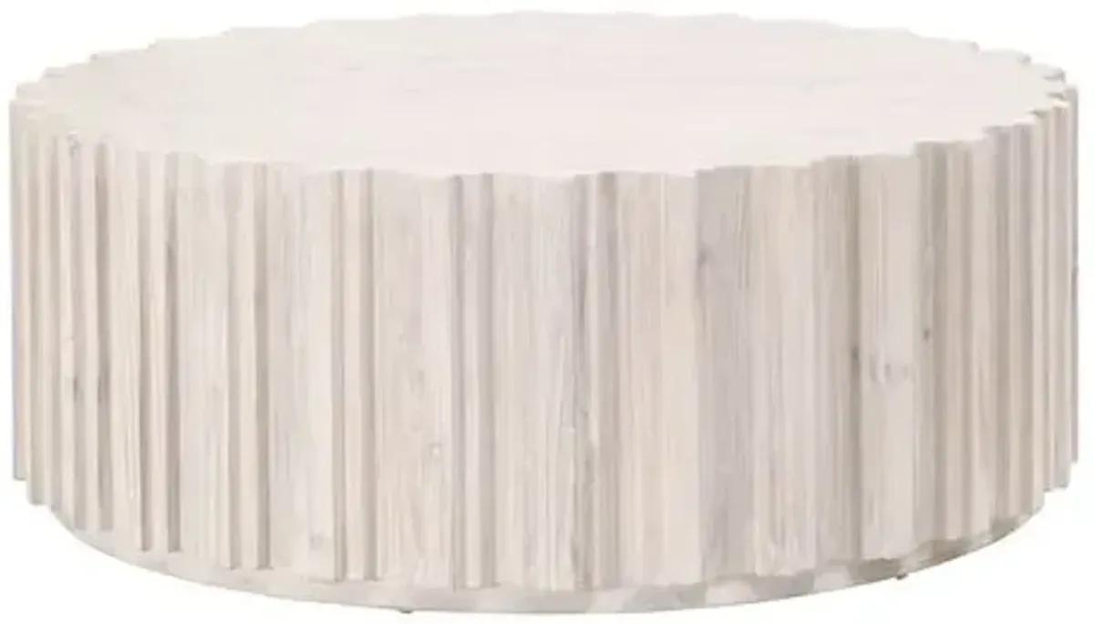 Jean 42" Round Coffee Table - White Wash Pine