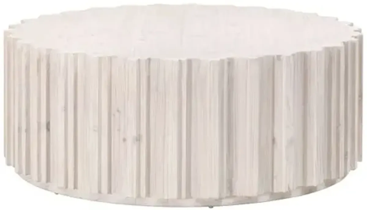 Jean 42" Round Coffee Table - White Wash Pine