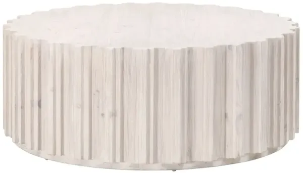 Jean 42" Round Coffee Table, White Wash Pine
