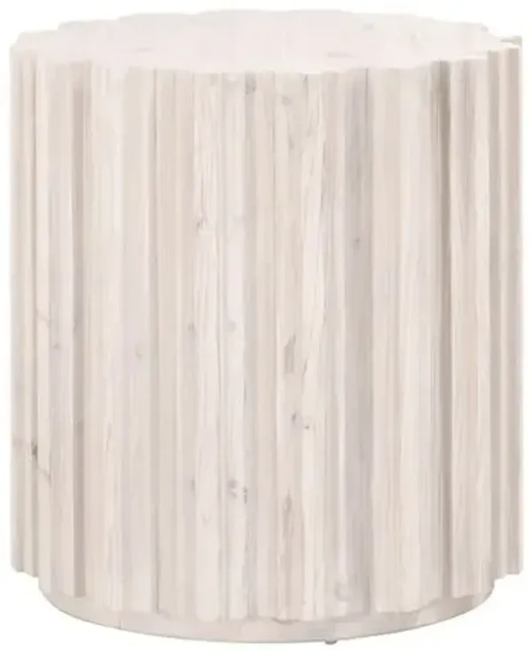 Jean Round End Table - White Wash Pine