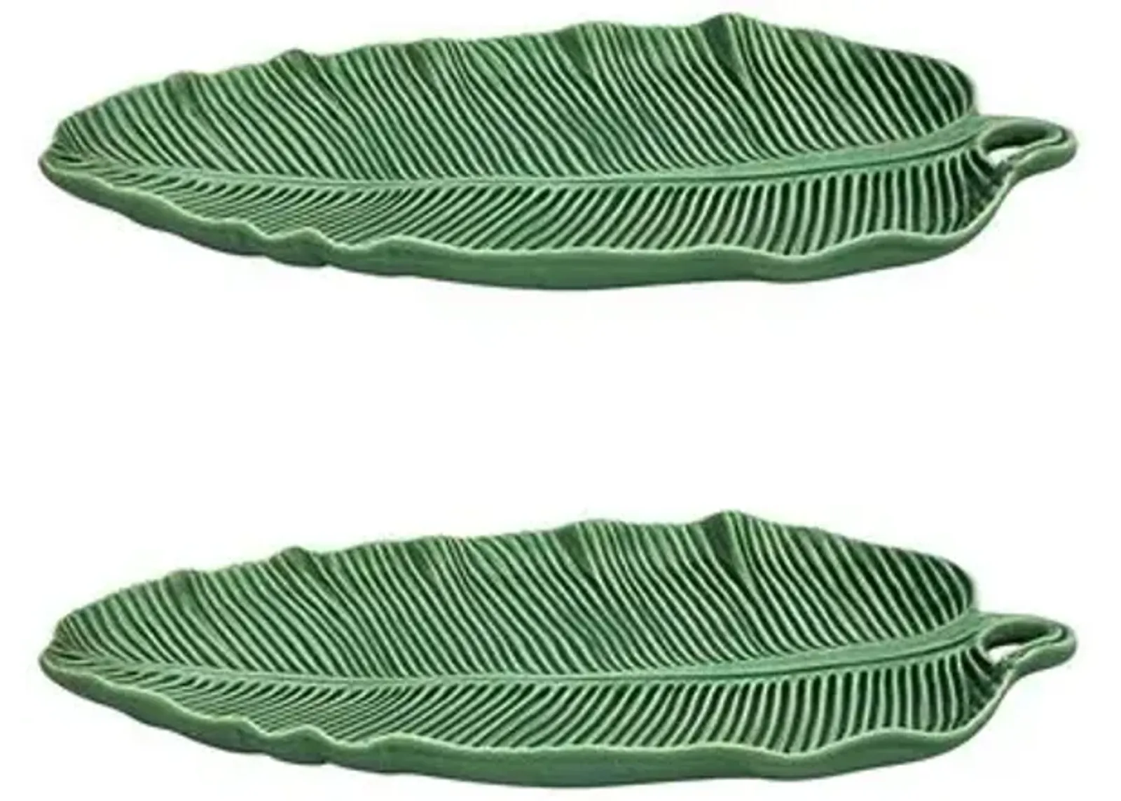 Set of 2 Banana Leaf Platters, Green - Bordallo Pinheiro