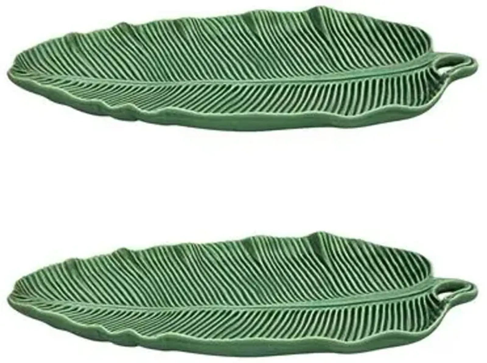 Set of 2 Banana Leaf Platters, Green - Bordallo Pinheiro