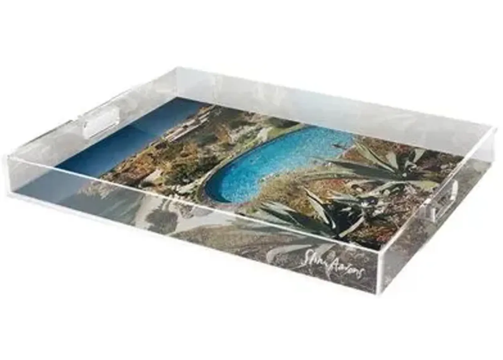 Slim Aarons - Algarve Hotel Pool Acrylic Tray - Handcrafted - Blue