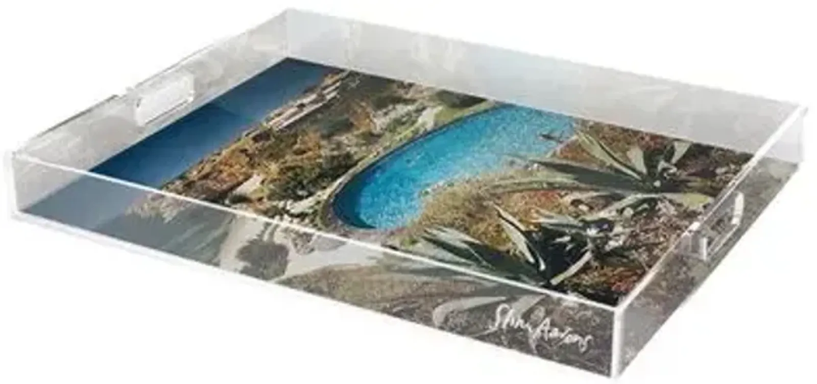 Slim Aarons - Algarve Hotel Pool Acrylic Tray - Handcrafted - Blue