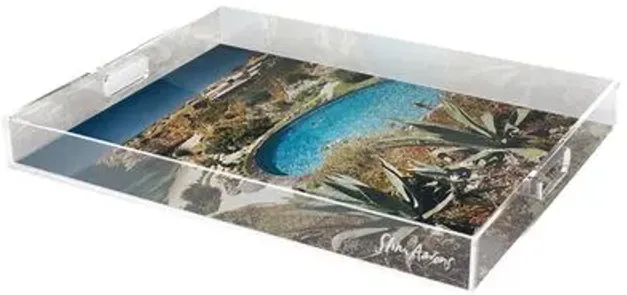 Slim Aarons - Algarve Hotel Pool Acrylic Tray - Handcrafted - Blue