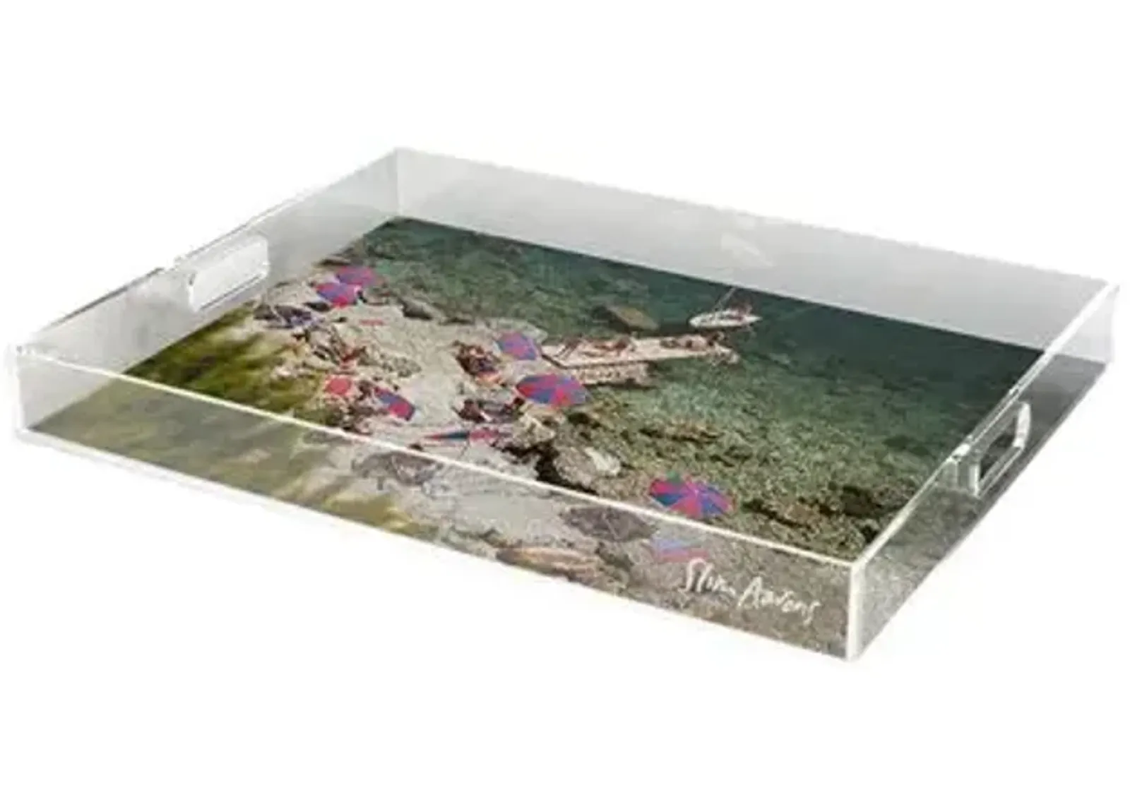 Slim Aarons - Il Pelicano Beach Acrylic Tray - Handcrafted - Blue