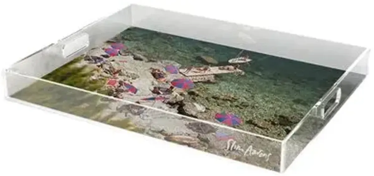 Slim Aarons - Il Pelicano Beach Acrylic Tray - Handcrafted - Blue