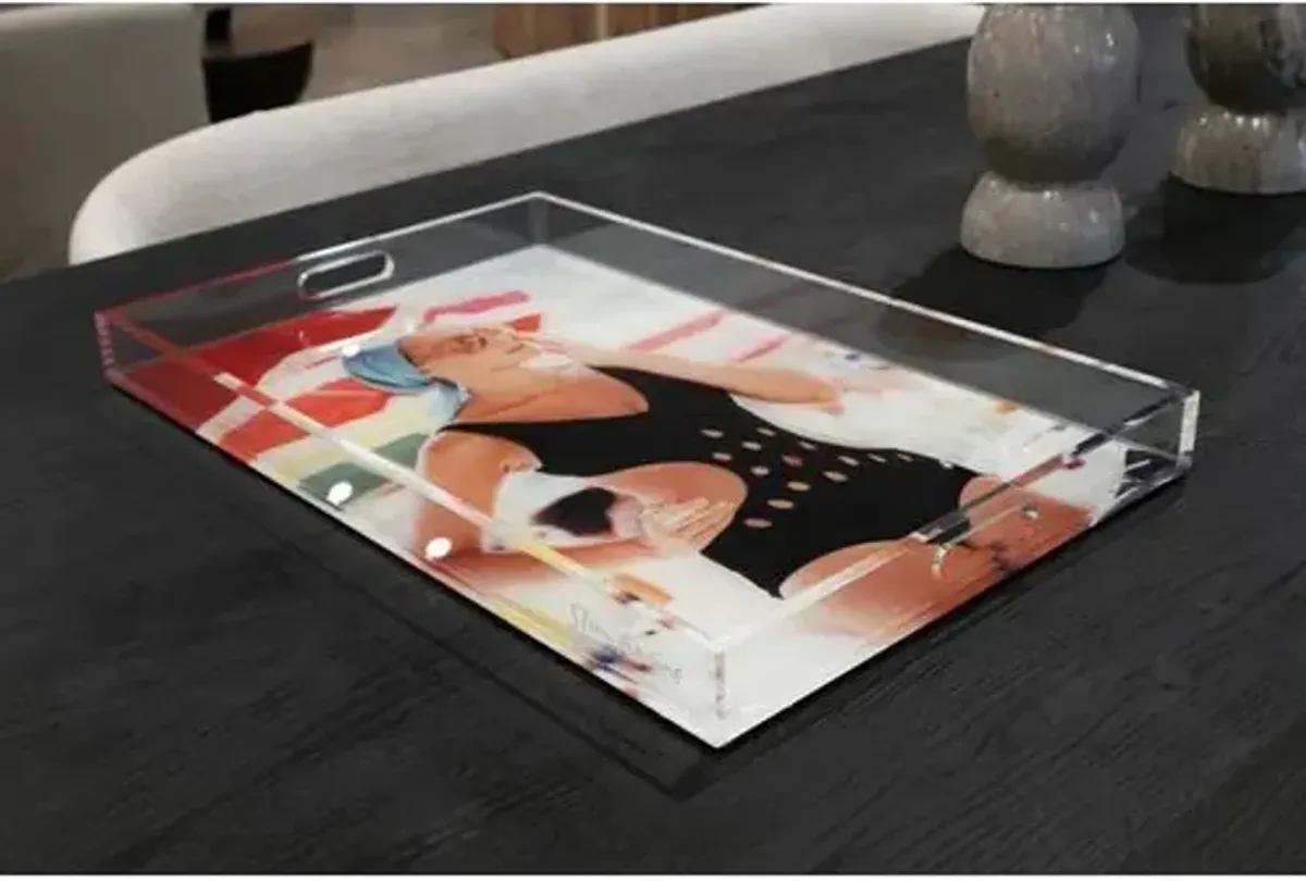 Slim Aarons - Monte Carlo Swimwear Acrylic Tray - Handcrafted - Black