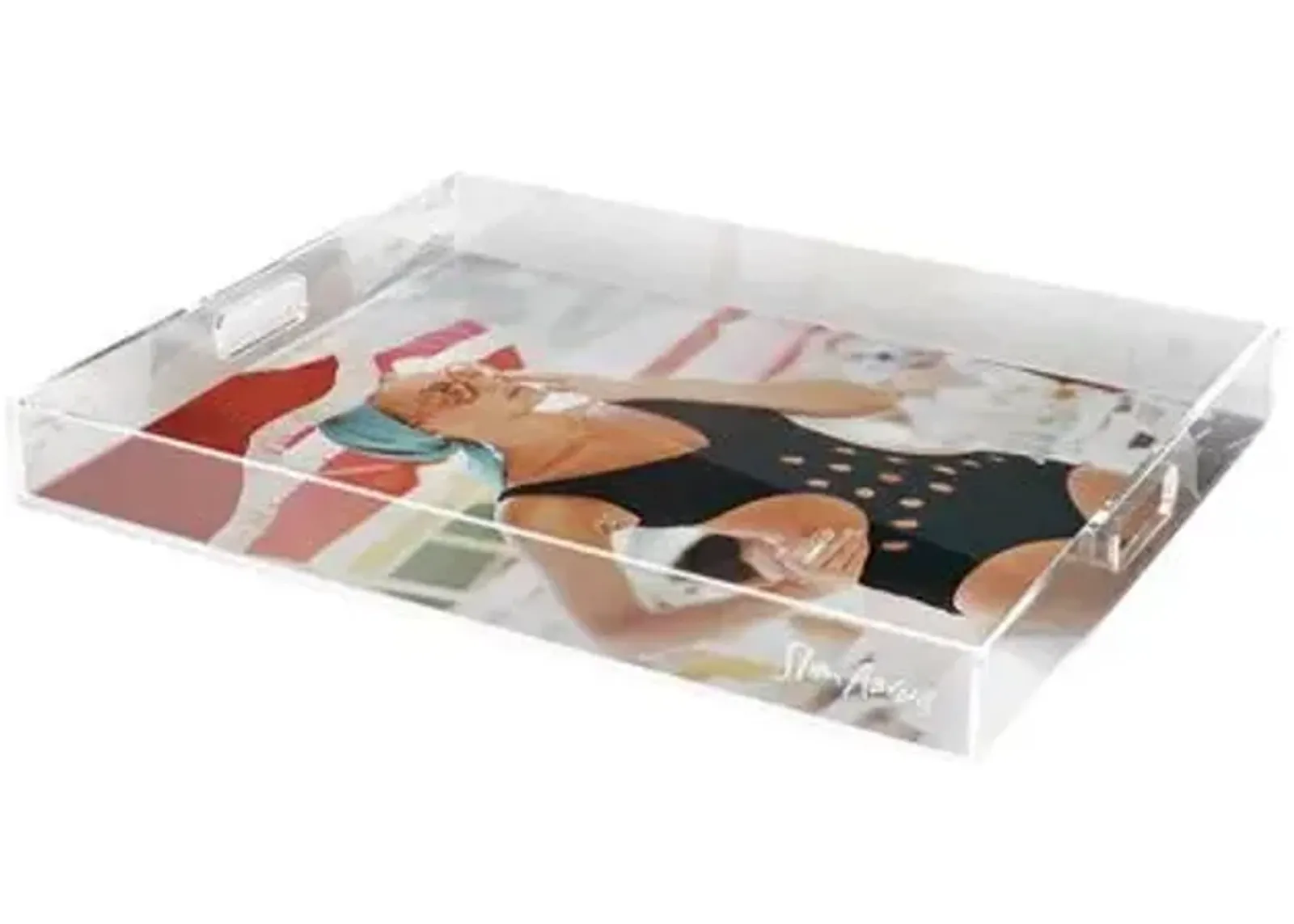 Slim Aarons - Monte Carlo Swimwear Acrylic Tray - Handcrafted - Black