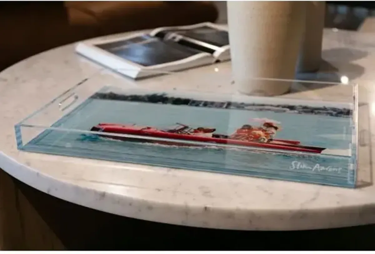 Slim Aarons - Sea Drive Acrylic Tray - Handcrafted - Red