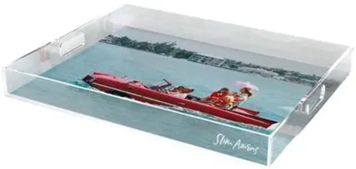 Slim Aarons - Sea Drive Acrylic Tray - Handcrafted - Red