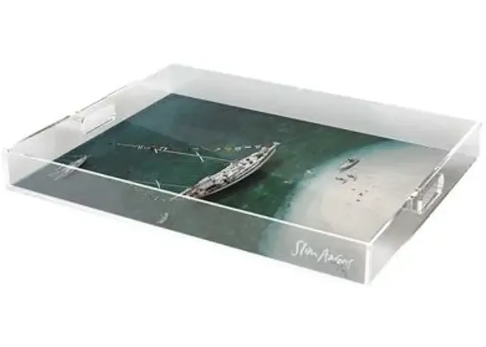 Slim Aarons - Charter Ketch Acrylic Tray - Handcrafted - Blue