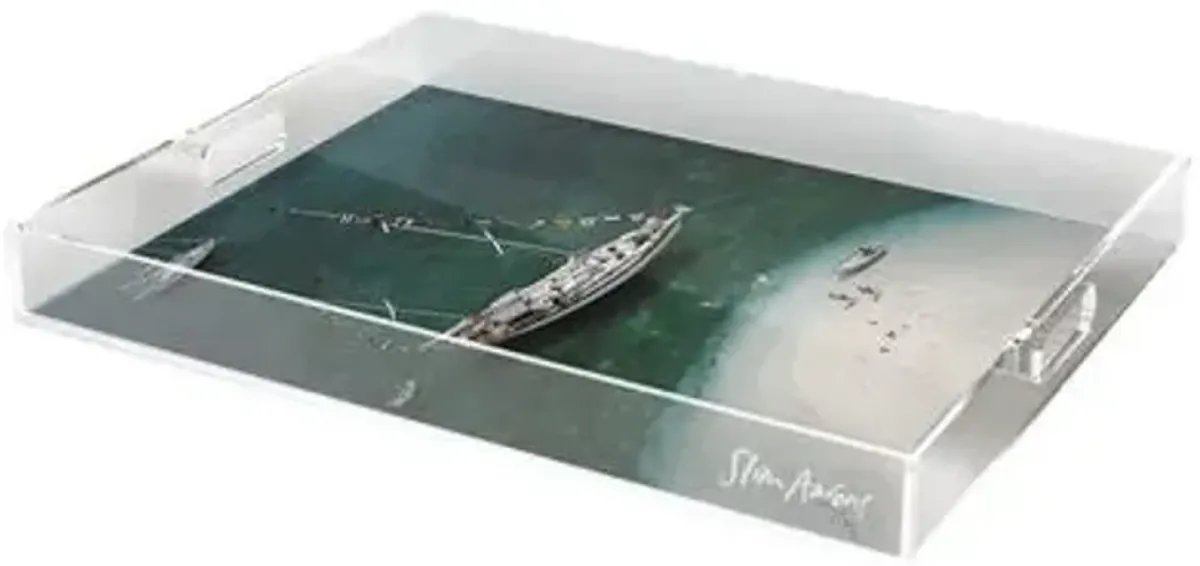 Slim Aarons - Charter Ketch Acrylic Tray - Handcrafted - Blue